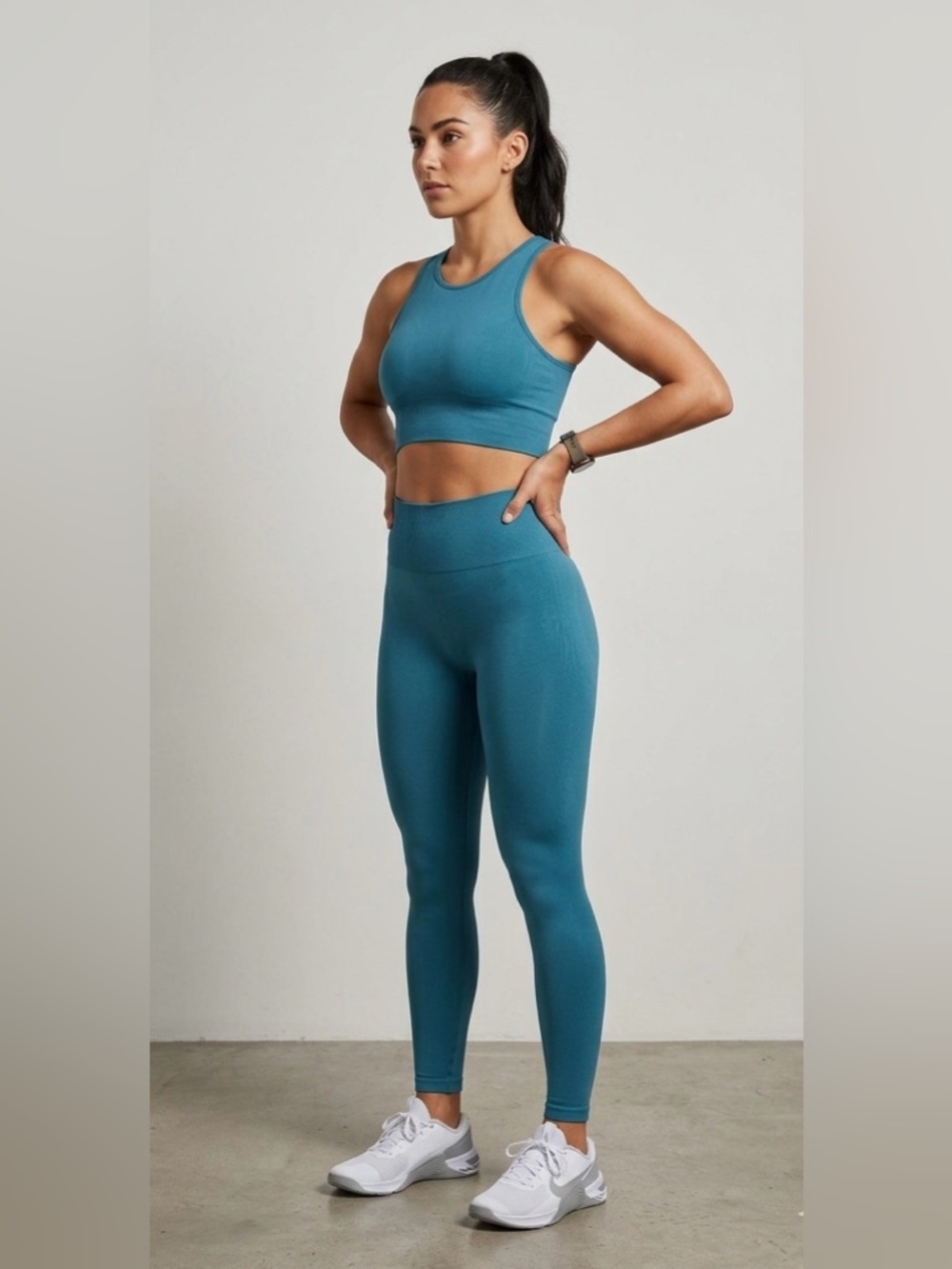 Alphalete Alphalete Seamless High-Waisted Leggings - Teal/Blue - Size L